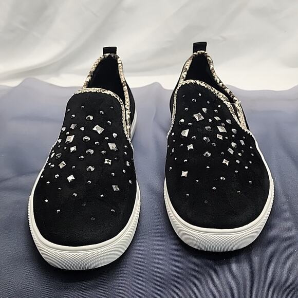 DONALD/PLINER STYLE SANYA BEADED SUEDE/LEATHER UPPERS WOMAN'S 8.5 LOAFERS VGUC - Picture 2 of 16